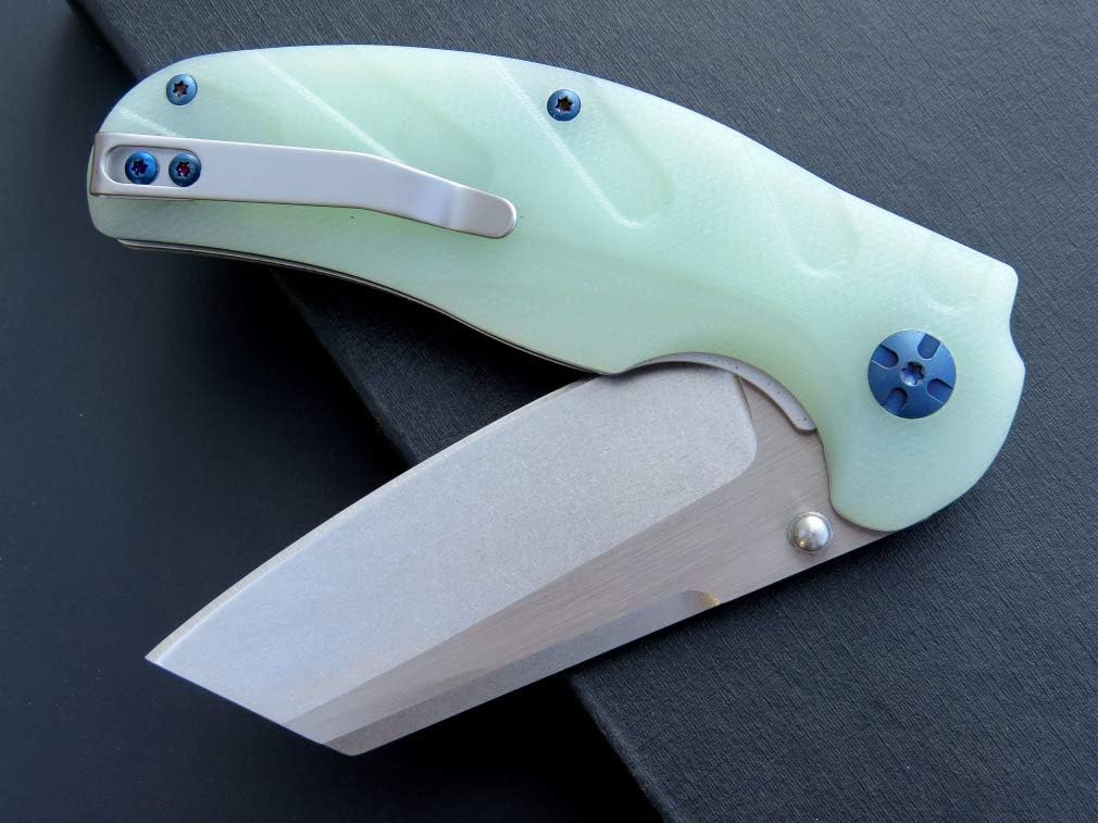 Eafengrow EF932 Pocket Knife G10 Handle D2 Steel Blade Knife with Ball Bearing Safe Open Flipper Knife for Camping Survival Hiking (jade)