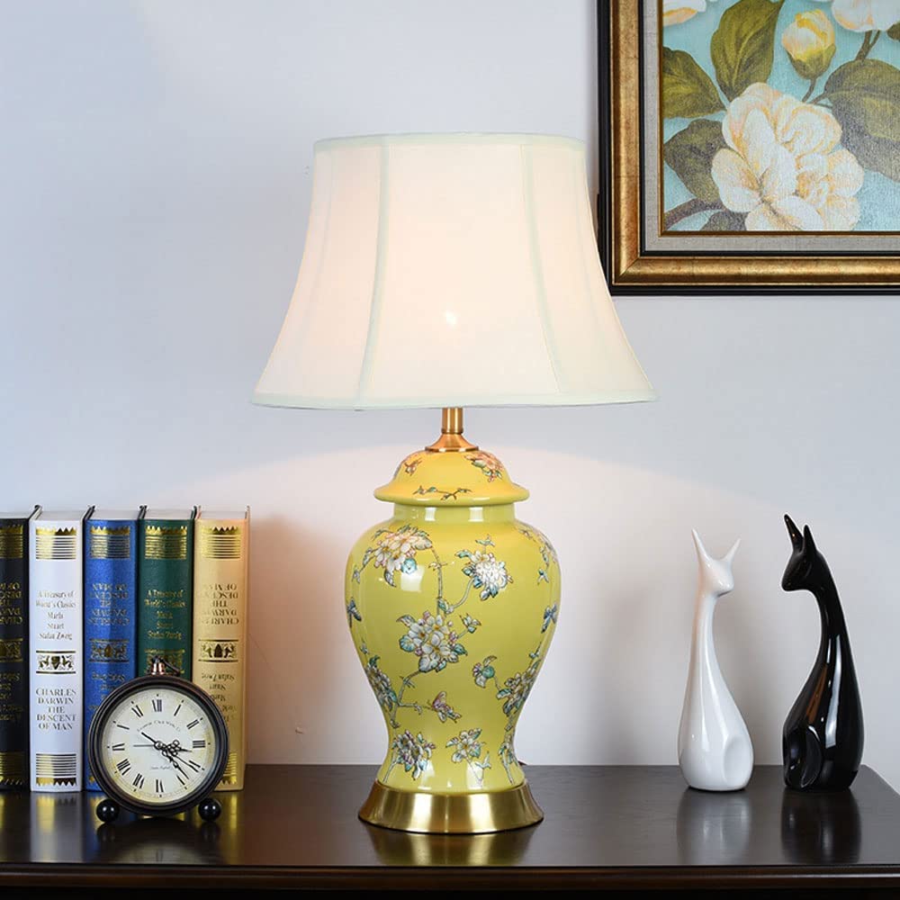 Lampka nocna lampa stołowa kwiatowa, chiński wazon ceramiczny, stolik nocny, lampka nocna do sypialni, salonu, biura, uniwersytetu, lampka nocna