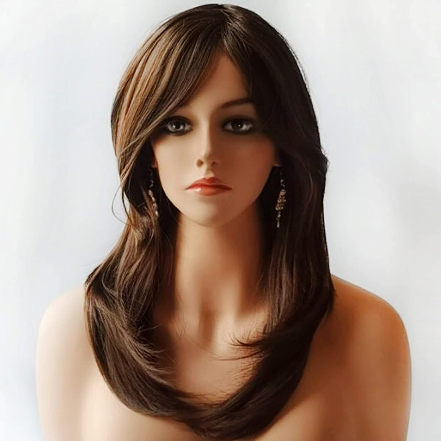Auflaund Natural Straight Brown Wig Side Part Long Daily Use Hair Wigs with Natural Wave for Women Stunning Heat Resistant Fiber Hair Wig Up to 150 Degree (HST33#/30#)