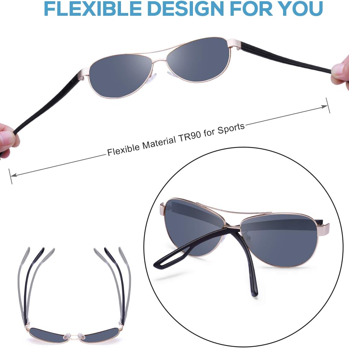 CARFIA Polarized Sunglasses for Women UV Protection Ultra-Lightweight Comfort Metal Frame Driving Glasses CA3210 - Image 6