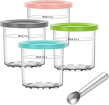 4 Pcs Ninja Creami Ice Cream Containers Compatible with Ninja Creami Series NC299,NC300,NC301, Homemade Ice Cream Container with Lid and Scoop BPA Free (NC300)