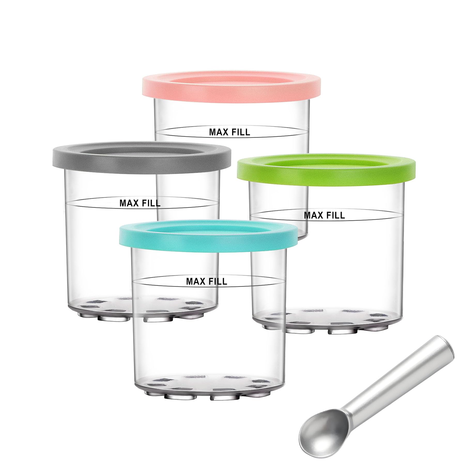 4 Pièces Bacs à Crème Glacée Ninja Creami,Accessoires Pour Machines à Glace Pour la Série NC301 NC300 NC299AMZ, Sans BPA, Accessoires pour Ninja Ice Creami Maker Et Lavables Au Lave-Vaisselle