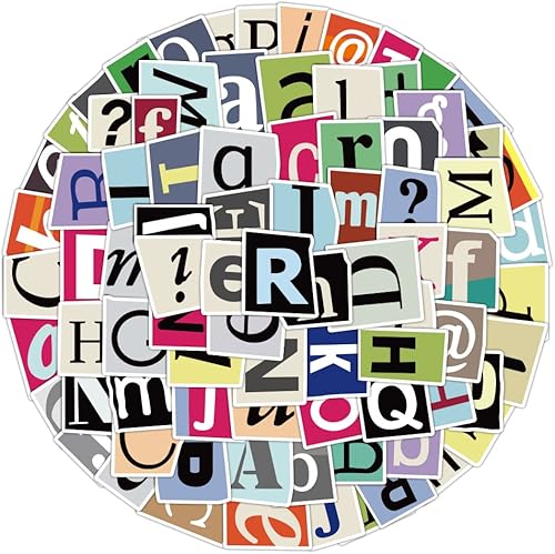 100 calcomanías de letras del alfabeto, calcomanías impermeables para álbumes de recortes, laptop, computadoras, patinetas, botellas de agua y regalo