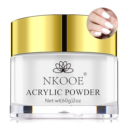 Juego de polvos acrílicos blancos de 2 onzas y 2.12 oz, de larga duración, sin necesidad de usar lámparas de uñas, perfecto para bricolaje, manicura