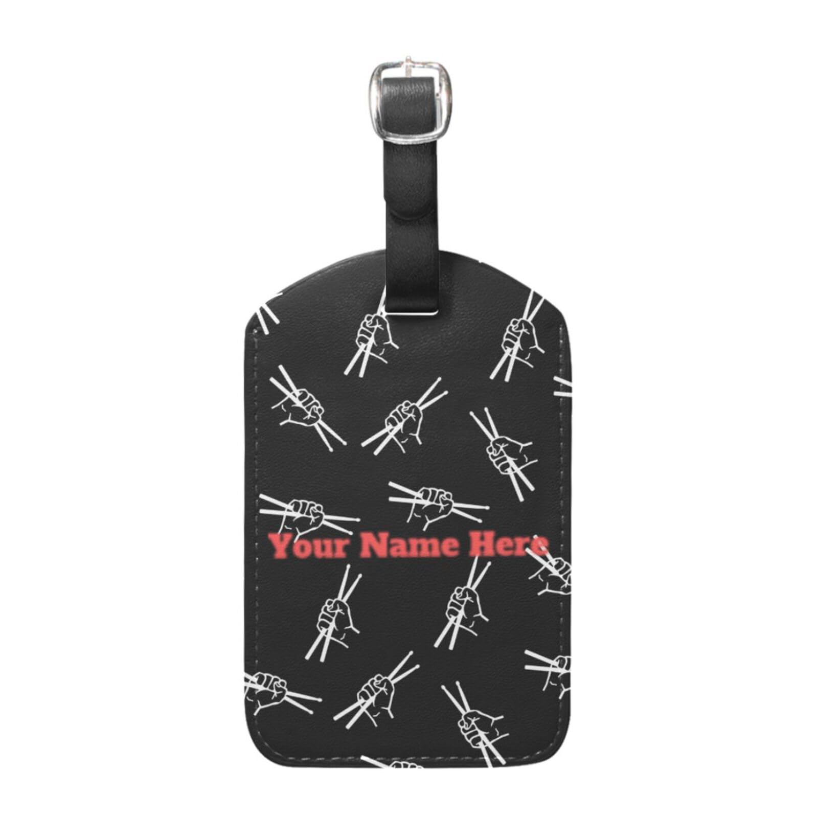 Cindly Drumsticks Drummer Black Personalized Luggage Tags for Suitcases Custom Luggage Name Tags Identifiers with Text Logo with Privacy Cover and