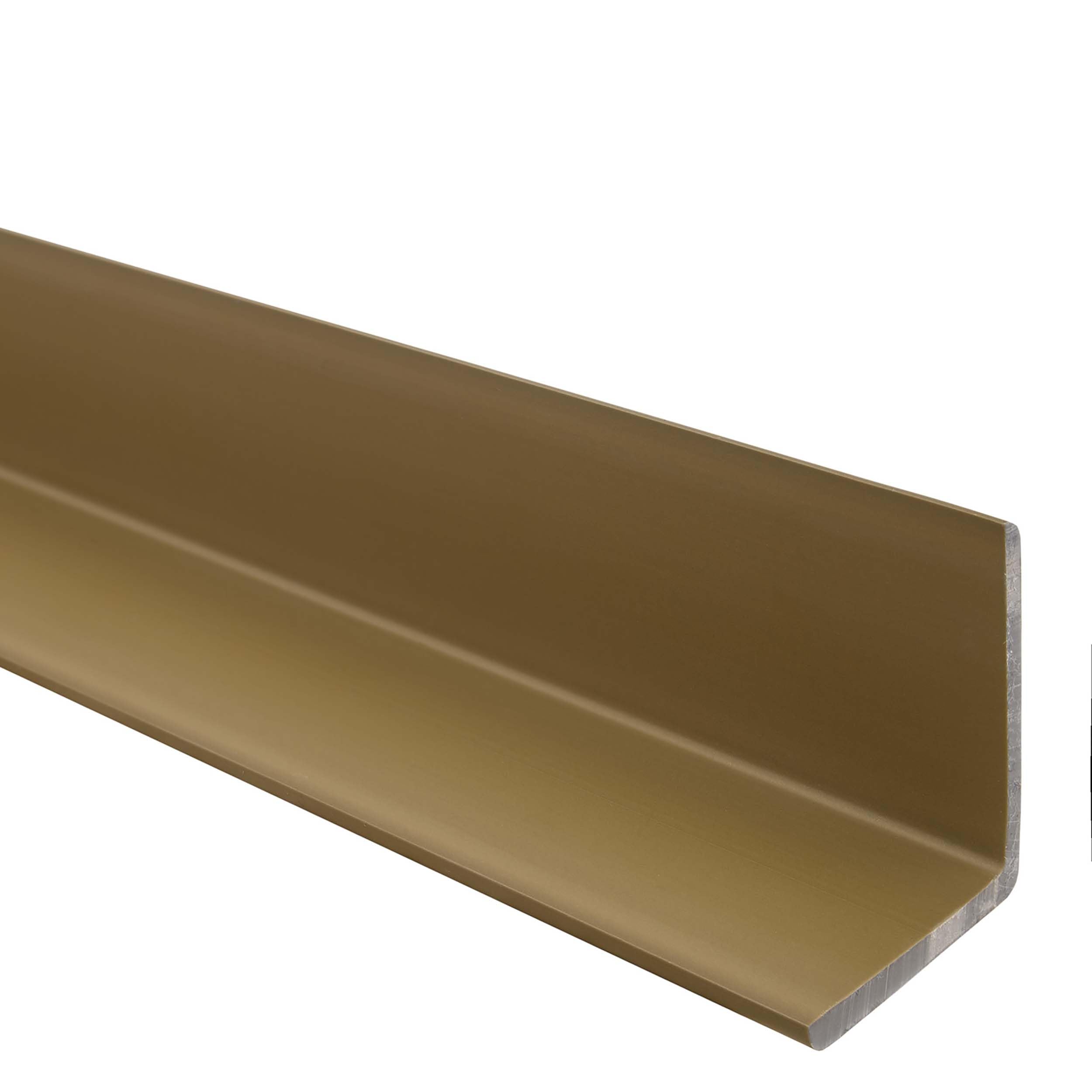 Quest Winkelprofil 35x35mm Kantenschutzwinkel Winkelleiste Eckenschutz – PVC Kunststoff – Ohne Klebeband – 100cm, Messing