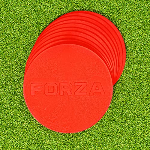 FORZA Flat Disc Markers | Colored Markers for Soccer Training & Outdoor Play - Mini & Standard Size Options (Standard (7in), Red)