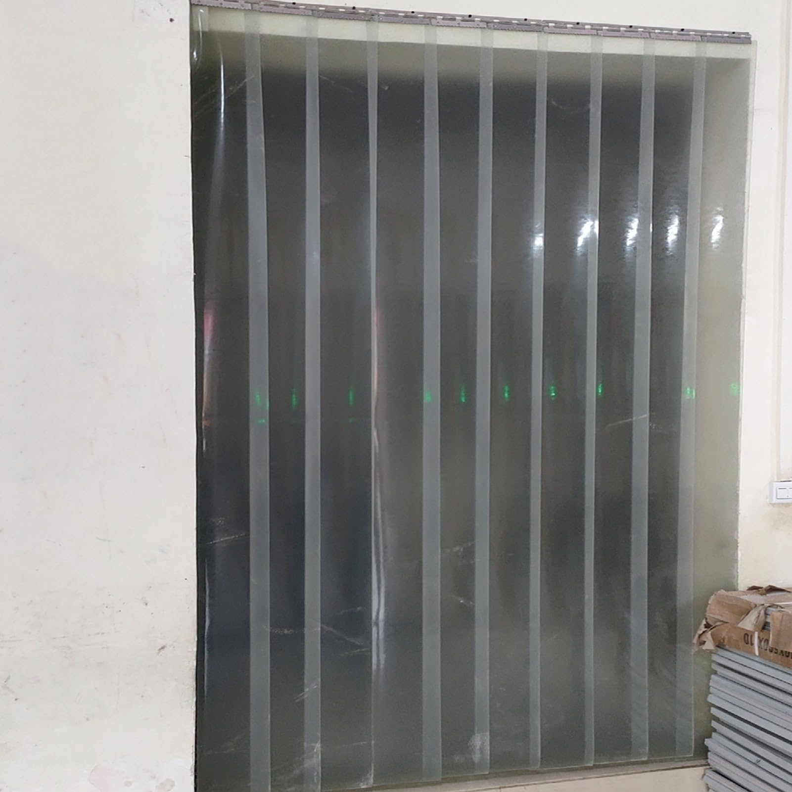 Porta a strisce in PVC, cella frigorifera, magazzino, ristorazione, vinile, plastica trasparente, rotaia e morsetti in acciaio inossidabile(120x230cm/47.24x90.55in)