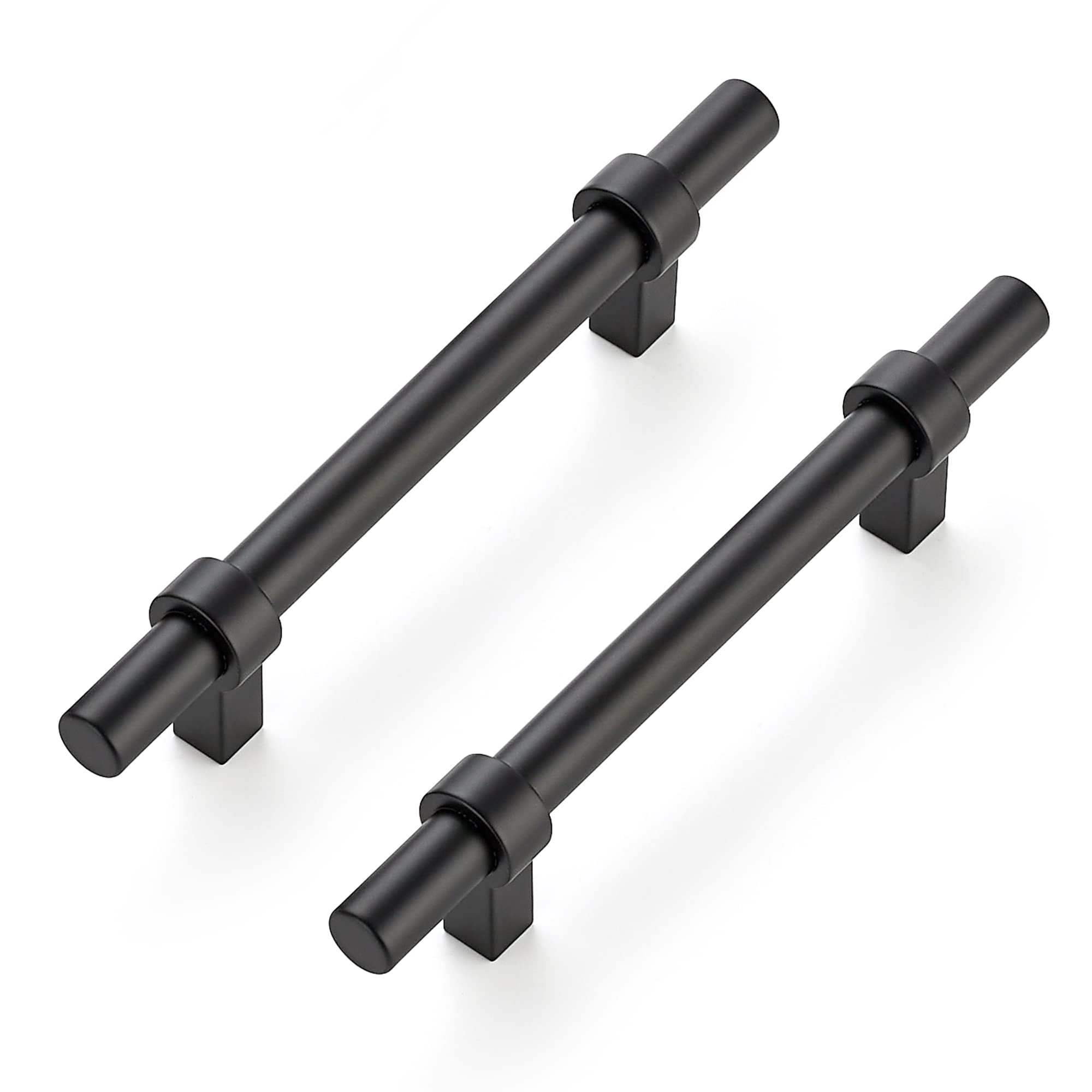 Ravinte 20 Pack 6-3/8 Inch Cabinet Pulls Matte Black Kitchen Cabinet Hardware Cupboard Handles with Square Base 6-3/8" Length,4" Hole Center