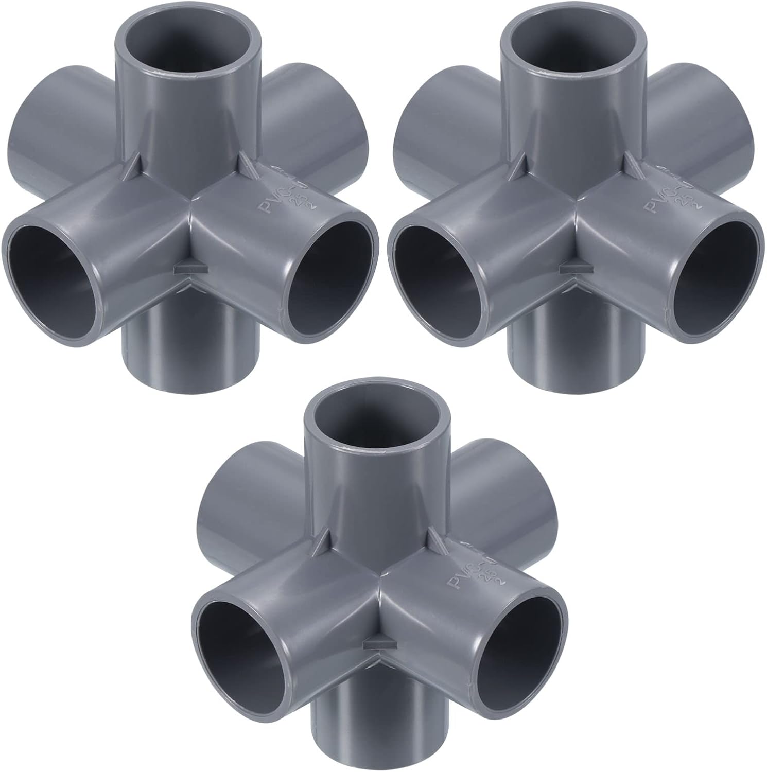 PATIKIL 25mm ID 6 Way Elbow Pipe Fittings UPVC, 1 Pack Joint Coupling Pipe Adapter for Pipe Connection, Gray