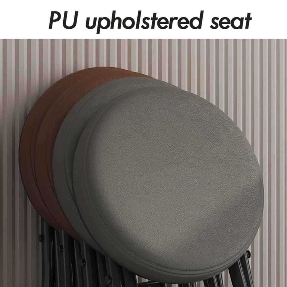 Taburete Plegable de 20.0 in, Silla Plegable sin Respaldo, Asiento Acolchado Redondo de Piel sintética Resistente, Taburete de Bar Alto Plegable para Espacios pequeños, Apartamentos, dormito