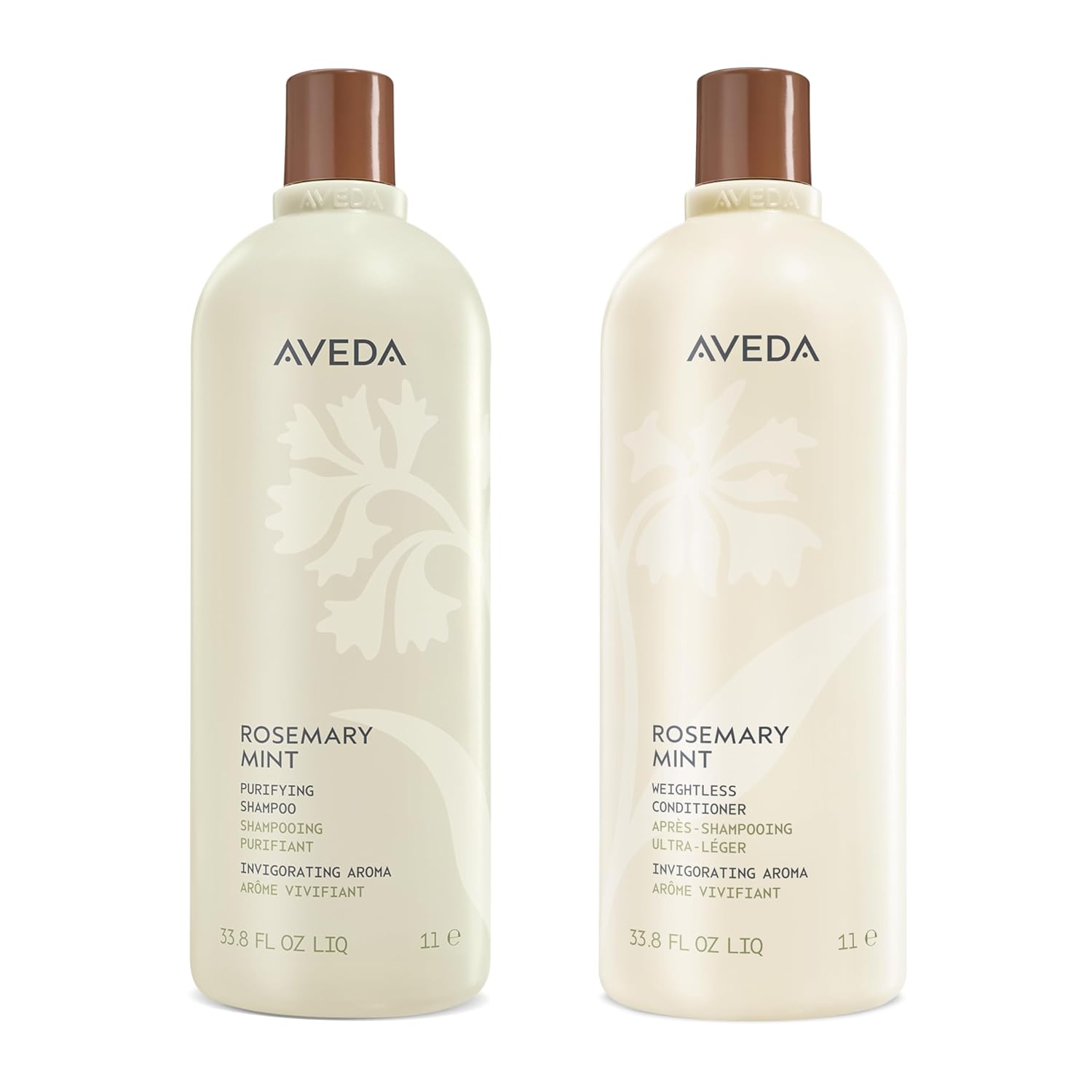 Aveda Rosemary Mint Purifying Shampoo & Conditioner Duo | Clarifying Shampoo | Lightweight Conditioner for Normal to Oily Hair | Fine to Medium Hair Types | 97%+ Naturally Derived* | Liter Size
