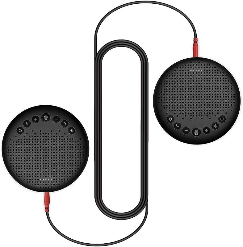 Luna Speakerphone+Daisy Chain Cable - Luna Computer Speaker with Microphone 2pcs w/Cable, Conference Microphone for Home Office & Meeting up to 12 People, Speakerphone Idea for Business Gift Black
