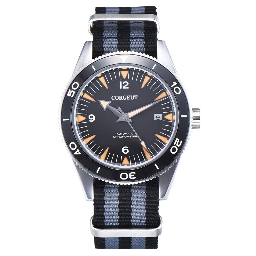 CorgeutLuminous Sapphire Glass Nylon Strap Automatic Mechanical Mens Watch,Miyota 8215 Movement