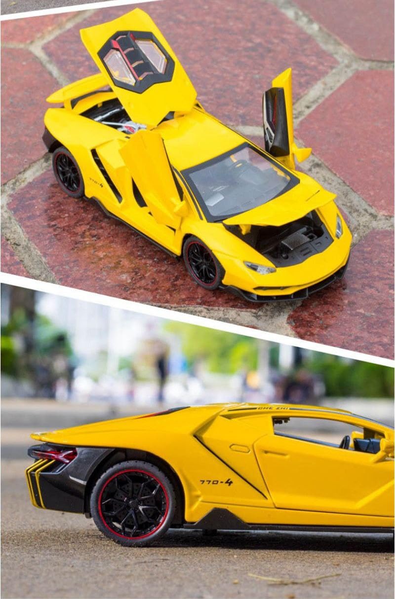 DEOXY 1:24 Scale Big Lemborgini Lp770 Alloy Car Model Diecast Toy Vehicles For Kids With Lights And Music,Gifts For Boys And Girls,Red