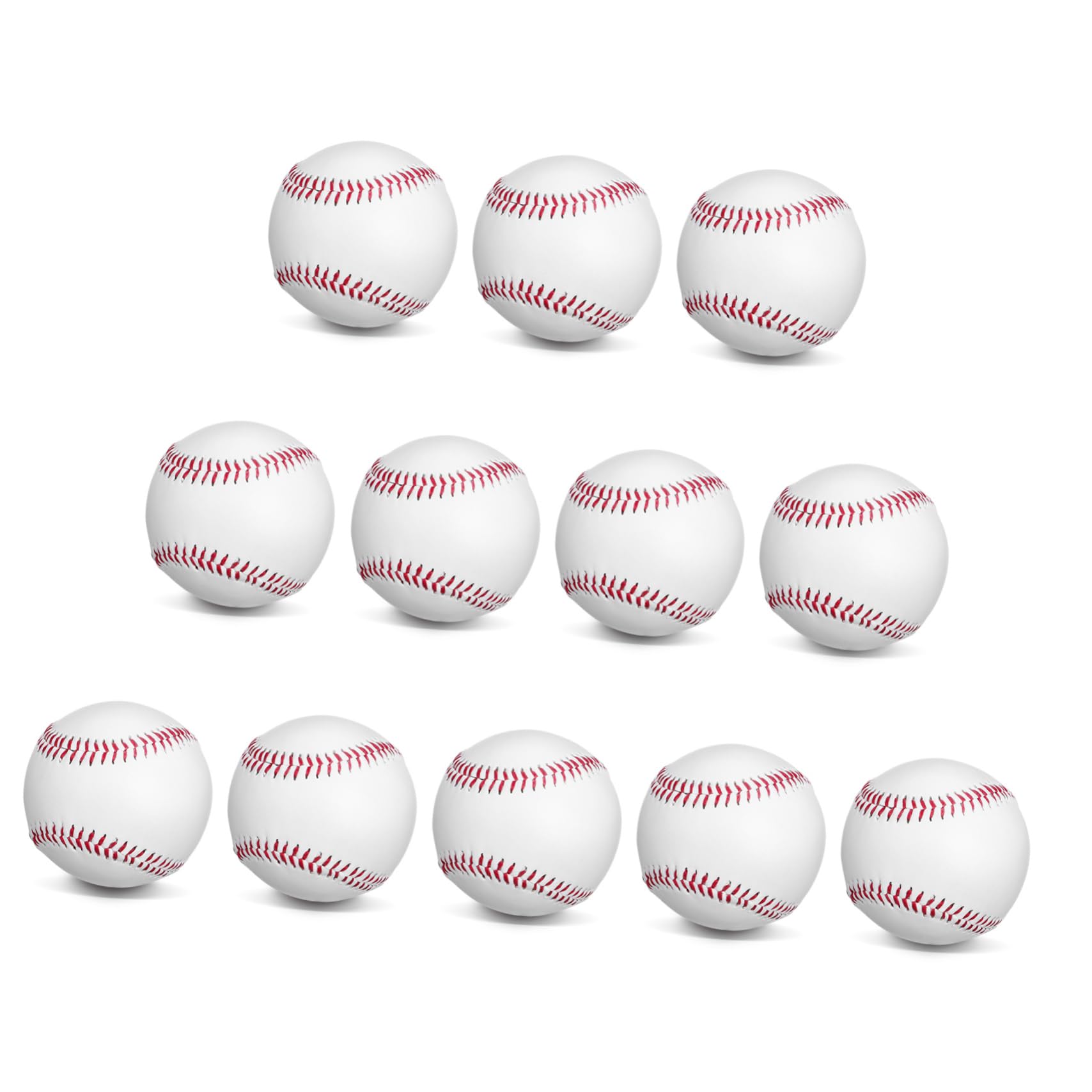 12 Baseball Übungsbälle, Trainingsbälle Weiß aus Pvc und Holzspänen | Anfänger, 12 Stück-pack, Elastisch und Verschleißfest, Angenehmer Griff