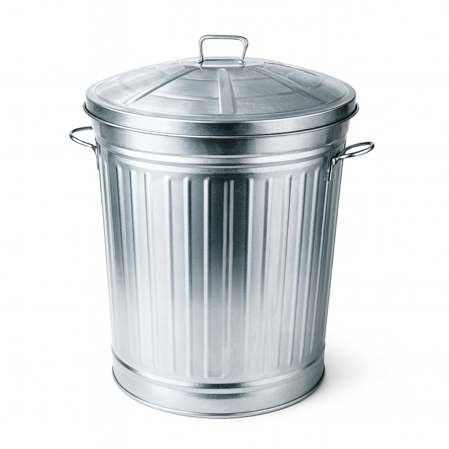 PALUPLUS Bidone per Rifiuti in Metallo Zincato da 62 Litri, Misura 44x44x52 cm, Pattumiera con Coperchio e Maniglie, Secchio per Immondizia Antiruggine da Esterno -3522C -4,7
