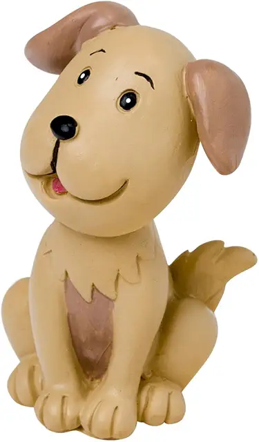 Figurita de Barro Novios con Perro Mascota, Poliresina Marrón 4x4x7 cm