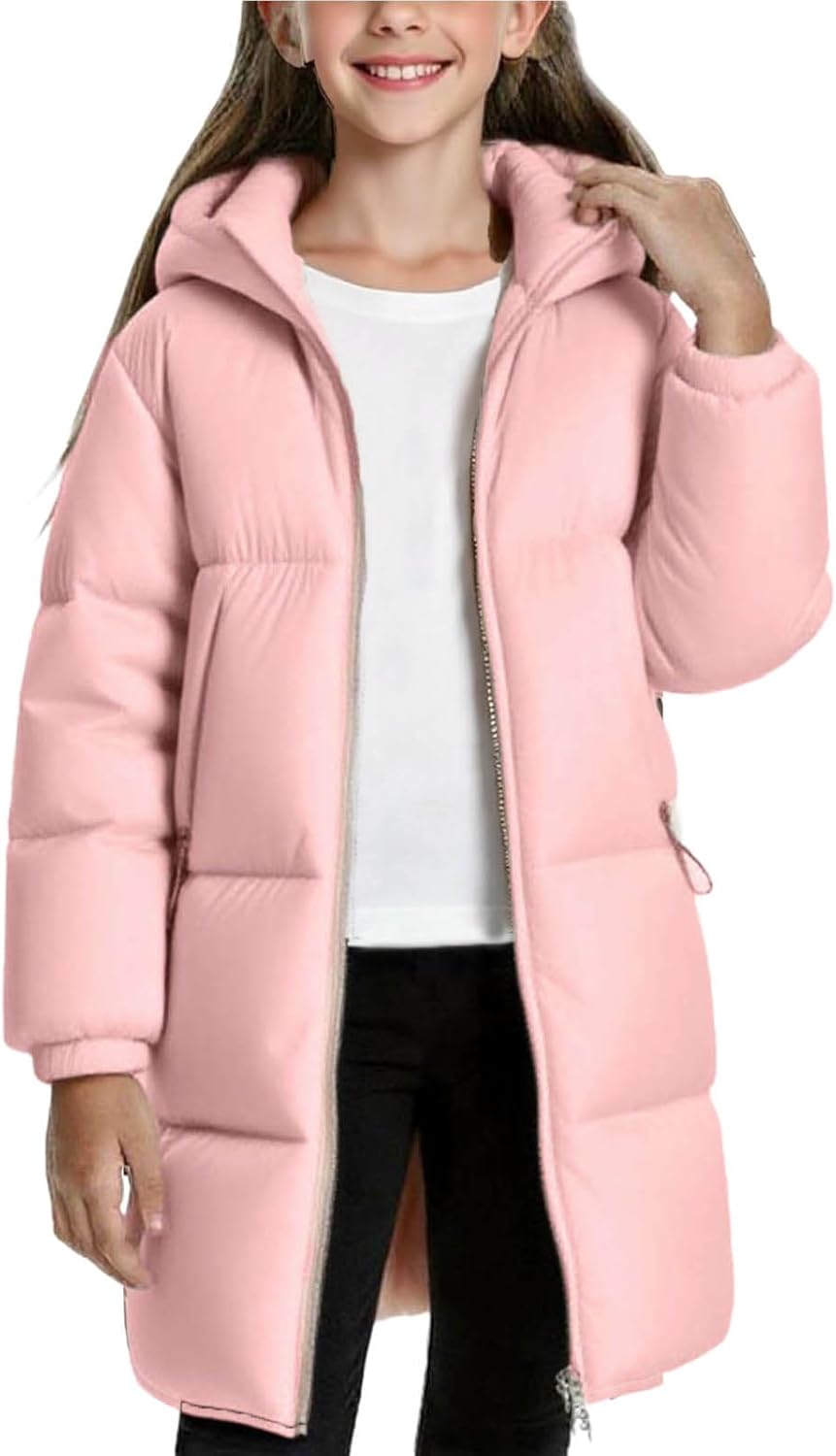Boys Girls Long Puffer Jacket Winter Down Hooded Trench Coat Kids Warm Windbreaker Overcoat 7-15 Years