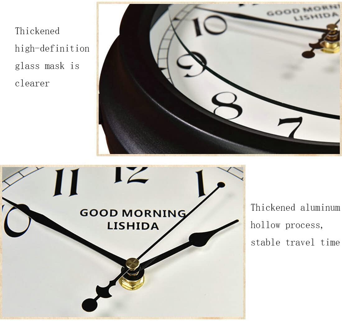 Retro Wrought Iron Double-Sided Wall Clock American Outdoor Antique Metal Railway Station Rooster Bell Wall Clock Courtyard Garden Home Decoration