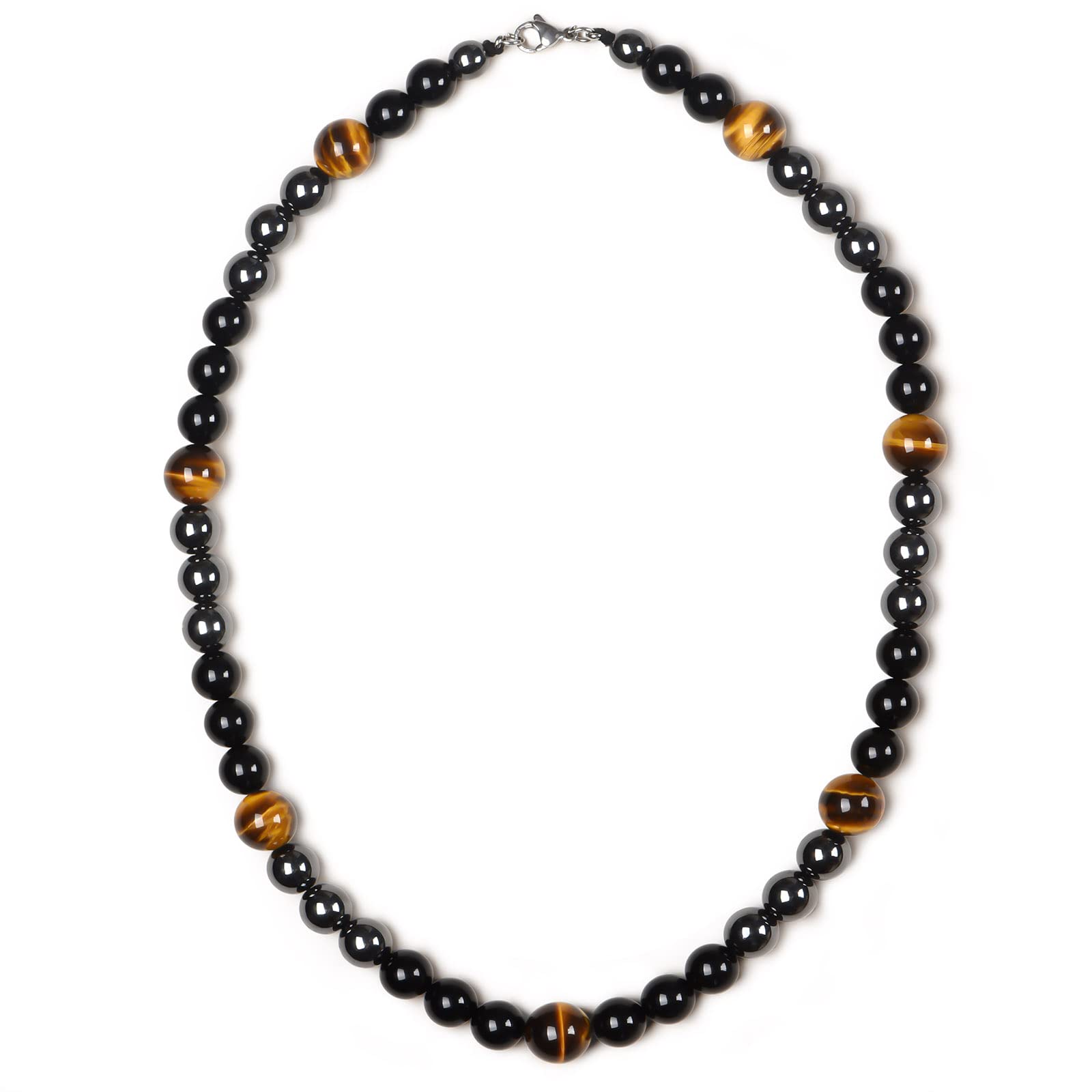 Haskare Natural Beads Crystal Necklace For Men Triple Protection