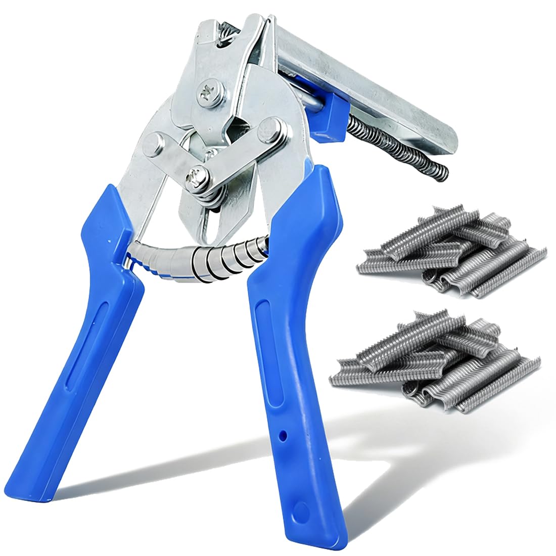 Pince à Anneau Automatique Type M avec 1200 Agrafes M Galvanisées – Agrafeuse à Grillage Professionnelle, Poignée Ergonomique Antidérapante pour Clôture, Cage d'Animaux, Sellerie Automobile