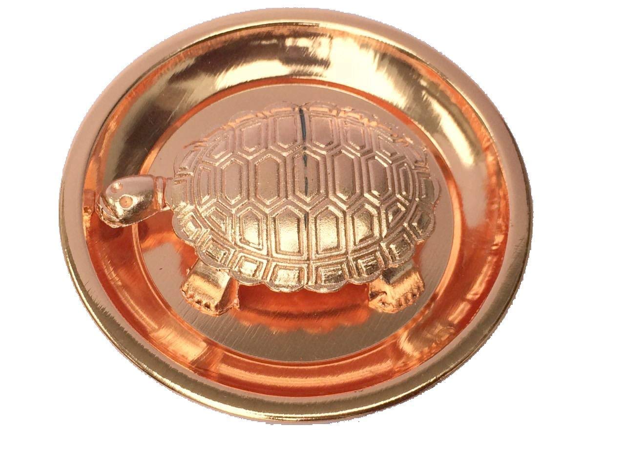 Satya Vipal™ Copper Metal Feng Shui Vastu Turtle Tortoise Plate (Small) 7x7x2 Cm
