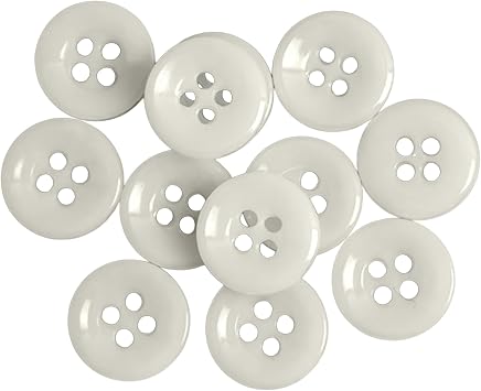 Standard White Dress Shirt Buttons American Made Military Spec 12mm 19L Style 25 For Most Service Branches Army Navy Marines Air Force Pilot AG415, Pearlescent-Polyester 0.475 in. or Almost 1/2", 12pc