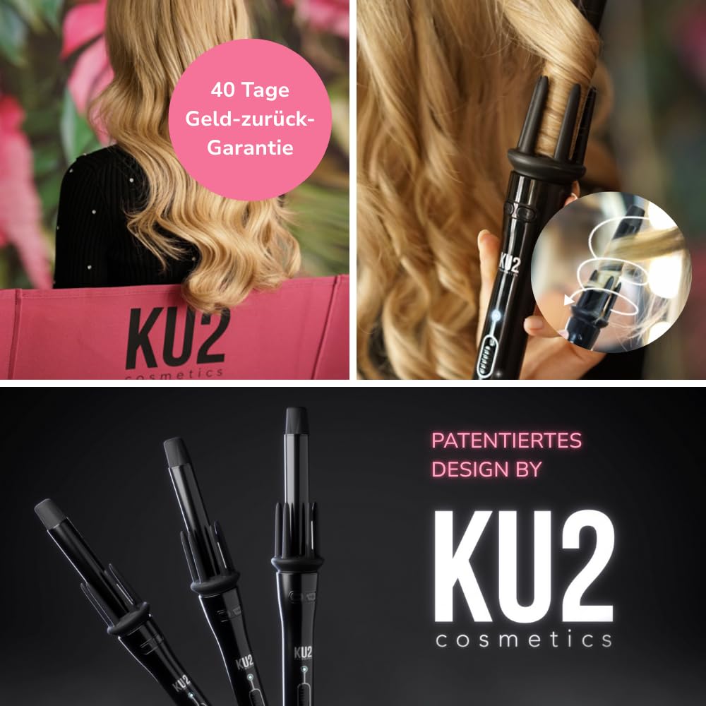 KU2 Cosmetics Lockenstab Automatisch – Curling Iron mit 5 Greif­fingern für große Locken, Keramikbeschichtung – Temperaturautomatik (150–205 °C) – 30 s Aufheizzeit