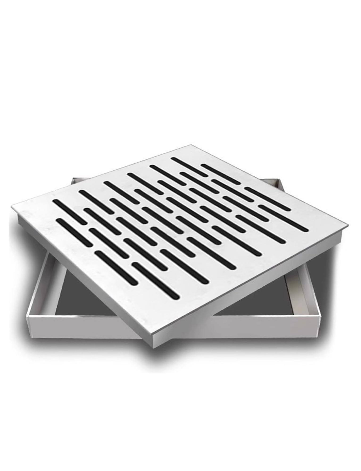 Grille d'évacuation encastrée en inox 304 couvercle regard 35x35 cm