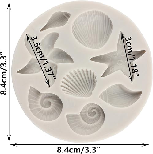 Miniatura 2 de MINFEIDMS Molde de silicona para tartas con temática marina, conchas marinas para decoración de pasteles, decoración de cupcakes, caramelo y goma de