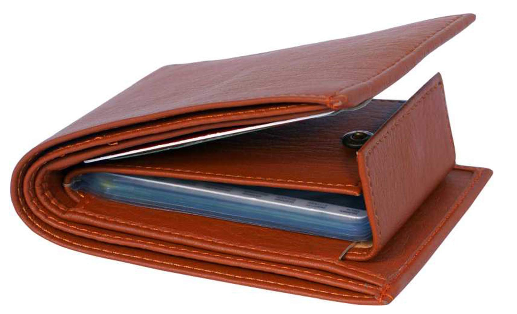 Men's Black Synthetic Leather Wallet (Tan)-image-20