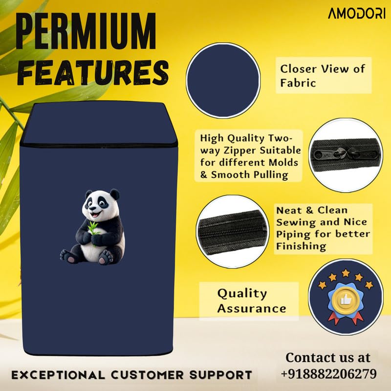 Image of Waterproof Top load washing machine cover Compatible for LG & SAMSUNG 8.5 Kg to 10KG Solid Blue rendering panda bear print