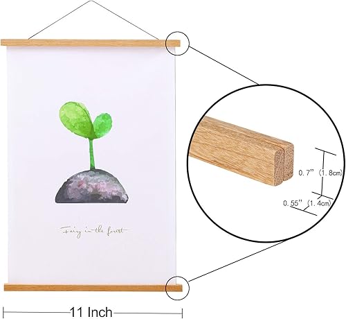 Miniatura 4 de FALAMON - Marco magnético de madera de teca para colgar pósteres, impresiones, fotos, dibujos, mapas, pergaminos y lienzos de trabajos artísticos