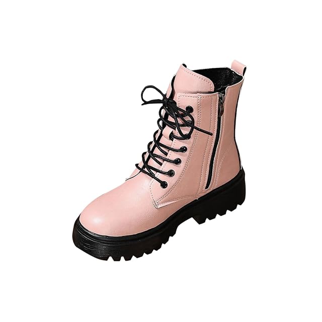 Womens Platform Combat Ankle Boots Fashion Lace-up Short Booties with Lug Sole and Side Zipper Hiking Goth Punk