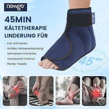 NEWGO Cooling Sleeve for Foot & Ankle - Size Reusable Cooling Sleeve for Pain Relief After Sports Cold Therapy for Chemotherapy Patients Easy to Put On (1 Piece Dark Blue)