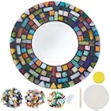 Mosaic Mirror Kit DIY Mosaic Tiles Craft Kits with Instruction for Adults Beginner Handmade Boho Style Colorful Decorative Mirror for Bedroom,Living Room,Bathroom,Unique Gifts