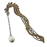 Jeffdad Dragon Bookmark, Fantasy Bookmark Gifts Glow in The Dark, Metal Bookmarks for Book Lovers, Cool Bookmarks Gifts for Women Men(Bronze Dragon and Ball)