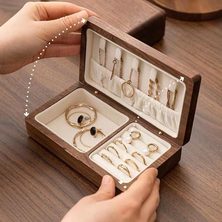 Joyería de madera en estuche de exhibición portátil para regalar 4