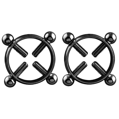 2pcs Fake Nipple Rings For Women,Surgical Steel Nipple Rings Cubic Zirconia Body Jewelry Shield Barbell Ring Bar Body Jewelry For Women - Black-A 2pcs - Stainless Steel