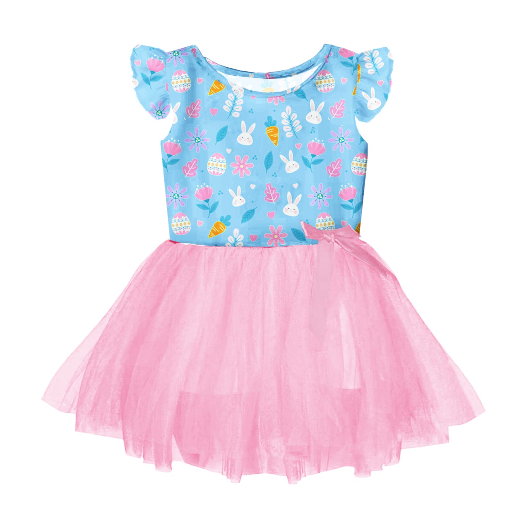 Remimi Toddler Girl Easter Dress Bunny Rabbit Egg Print Tutu Dresses 1-6 Years