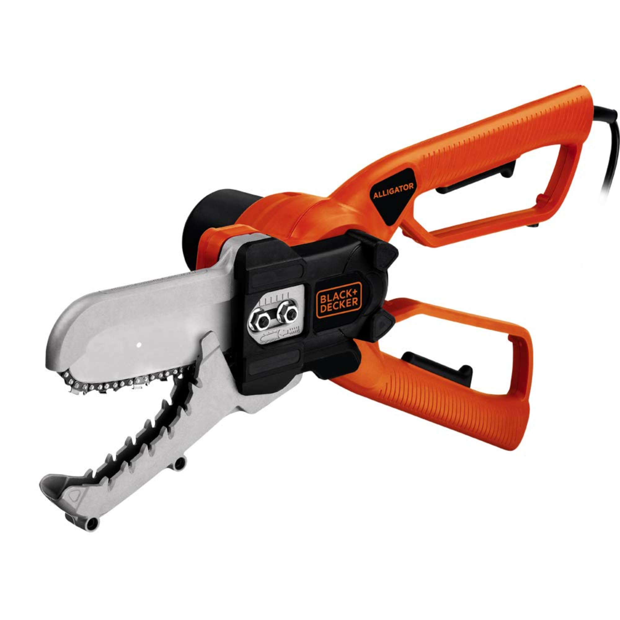 Black+Decker Orange Alligator Powered Lopper 550 W With Chainsaw Cutting Performance In Fully Enclosed Bar And Chain Gk1000-Gb