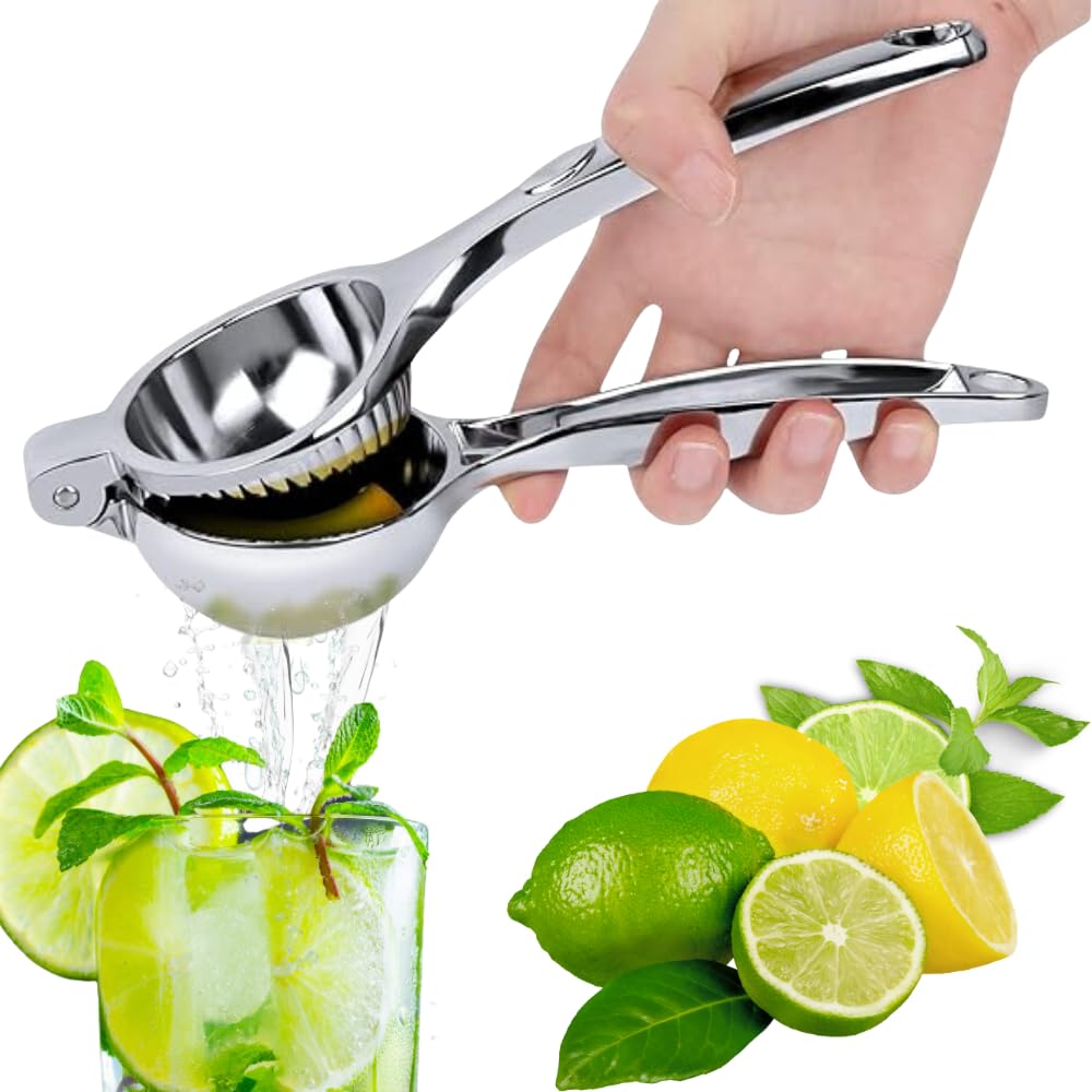 HOMEGLOW · Exprimidor de Limón Manual de Acero Inoxidable Grande · Prensa Cítricos para Limones y Limas · Resistente Ergonómico para Cocina Doméstica y Profesional