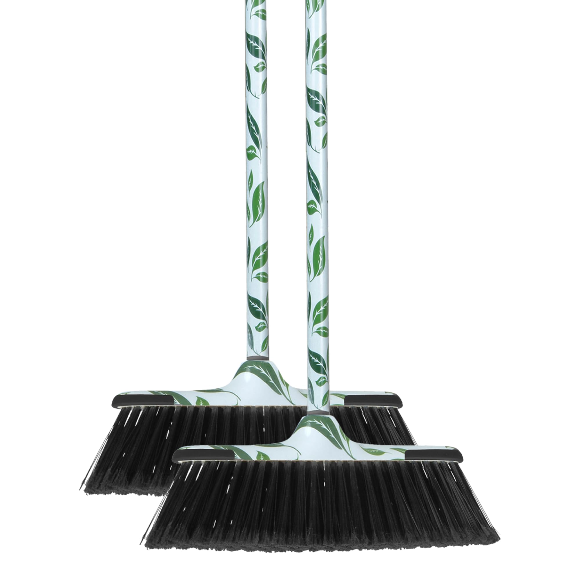 Photo 1 of **just the sticks**Superio Leaf Design Sweeping Broom for Home & Kitchen, Horsehair Bristle Push Broom with 48-Inch Wooden Handle, Indoor & Outdoor Floor Cleaner for Hardwood, Tile, Granite, Parquet, Pack of 2