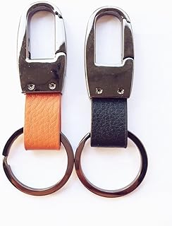Leather Valet Key Chain,Key Ring Holder, Heavy Duty Hardward Belt Clip Key Ring--2pack (Chrome)