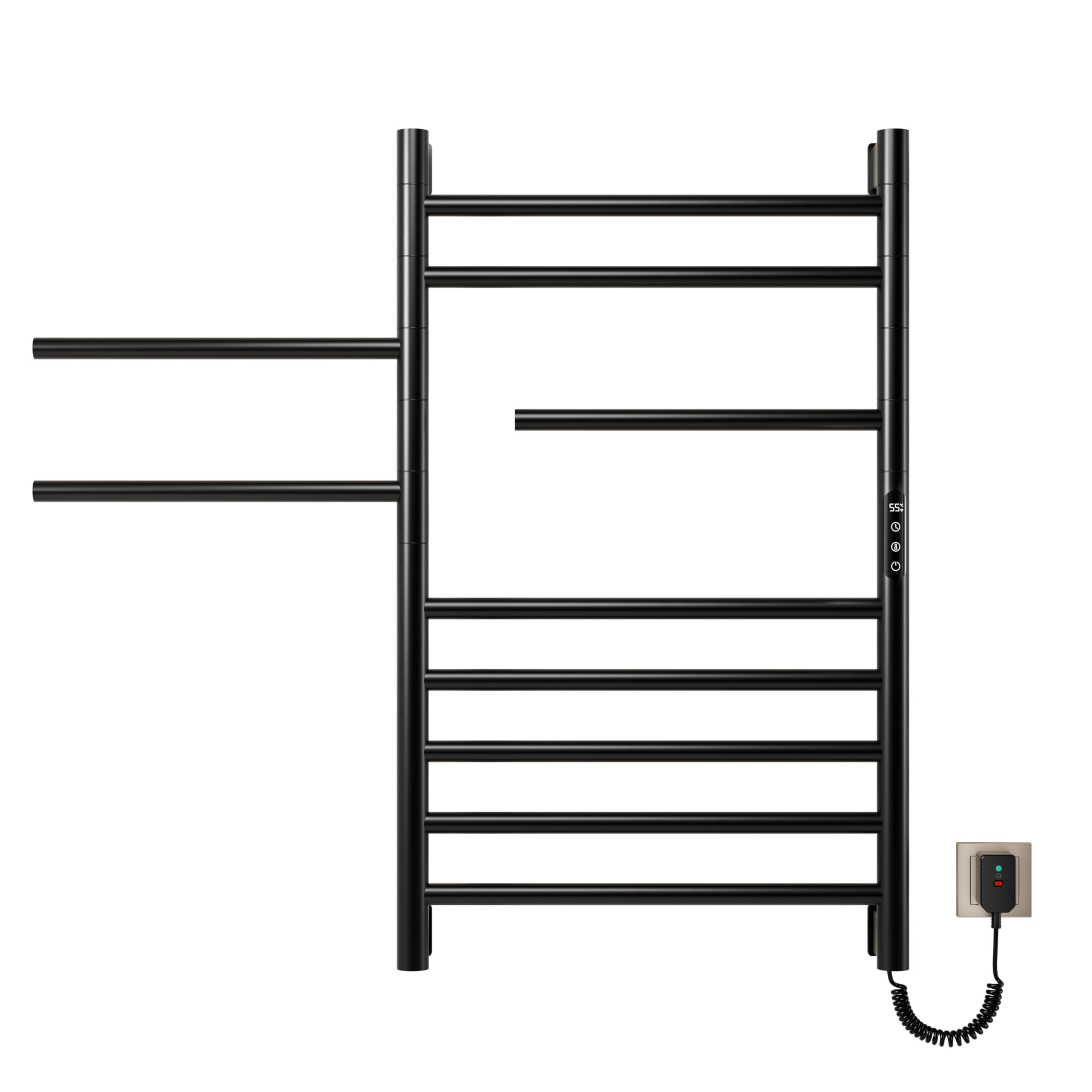 Toallero electrico baƱo 520Ć850 mm,Negro Radiador toallero,Toallero elĆ©ctrico de bajo Consumo,Algunos Elementos calefactores Pueden Girar 180°,Incluye Pantalla LED,Control tĆ”ctil y Temporizador