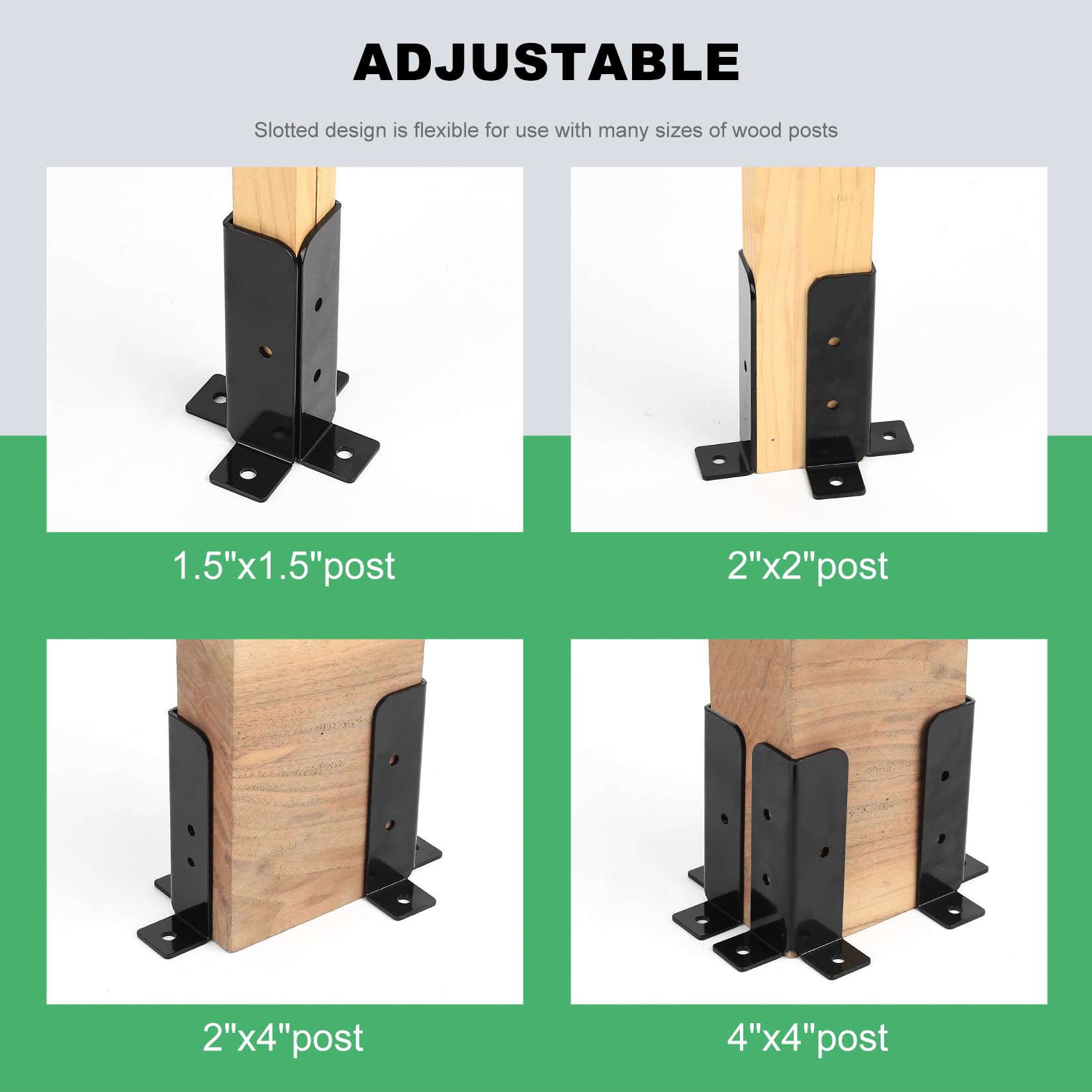 4 sztuki uchwytów słupków, regulowane wsporniki na słupki, wsporniki słupków sufitowych, słupki drewniane, kotwica do słupków 38 x 38 / 50 x 50 / 50 x 101 / 101 x 101 mm