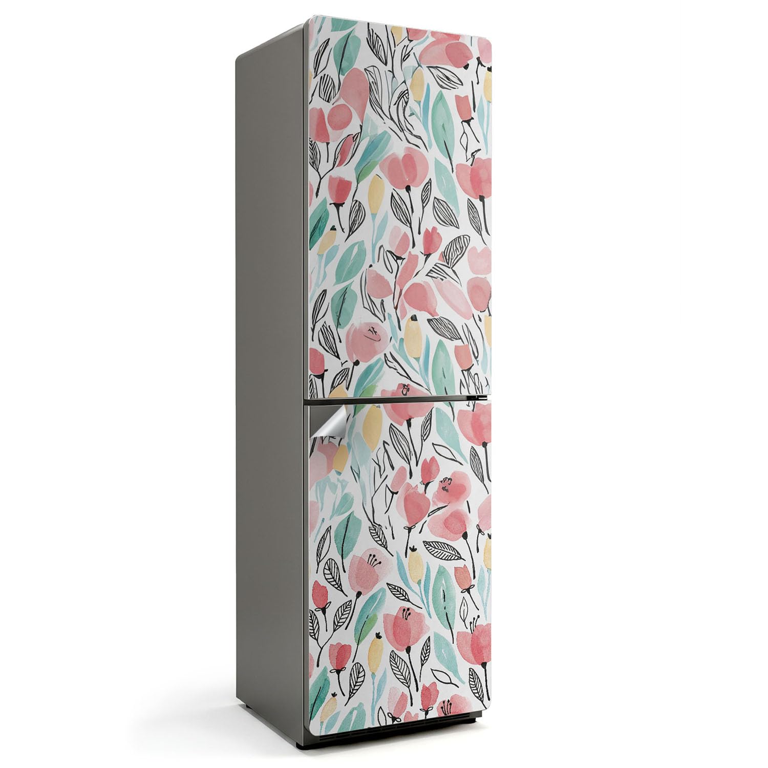 Sticker réfrigérateur 60x205 cm couvrant déco florale