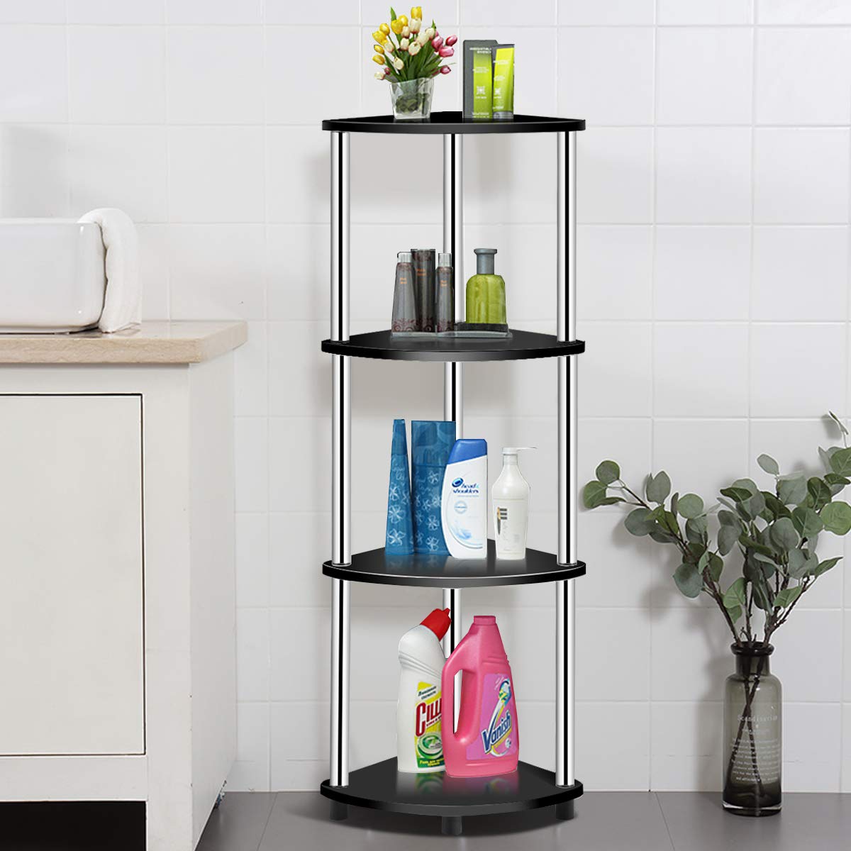 Buy Tangkula 4Tier Corner Shelf, Heavy Duty Steel Frame Corner