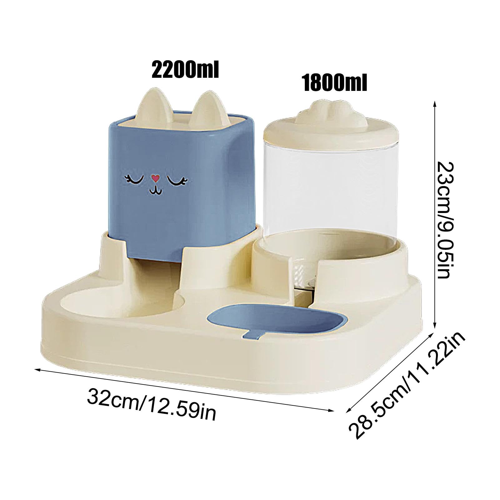 Ciotole per animali domestici, Set di distributori cibo e acqua for gatti, distributore for animali domestici, doppie ciotole con bottiglia d'acqua automatica(Blue)